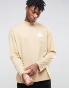 Asos Oversized Long Sleeve T-shirt With Chest Print And Turtleneck - Yellow