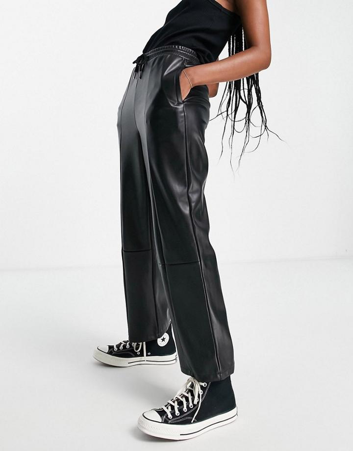 Asos Design Leather Look Peg Pants In Black