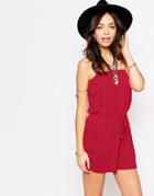 New Look Jersey Bandeau Romper - Red