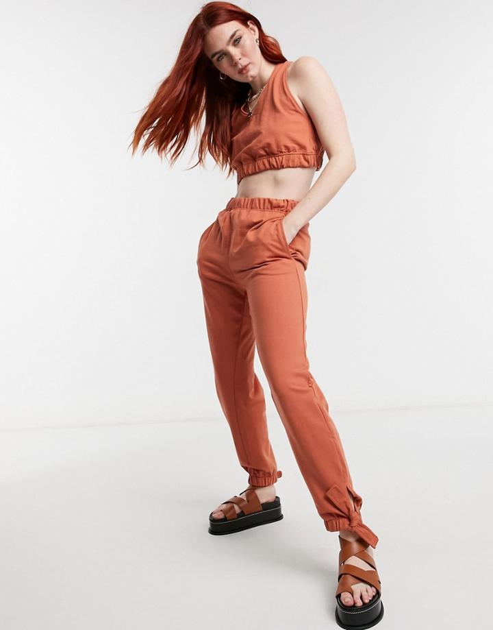 Urban Bliss Set Tie Cuff Sweatpants In Orange