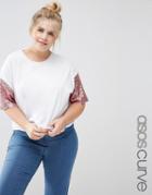 Asos Curve T-shirt With Sequin Sleeve