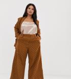 Unique21 Hero Plus Repeat Bow Print Super Wide Leg Pants - Brown