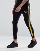 Good For Nothing Skinny Joggers In Black With Gold Stripe - Black