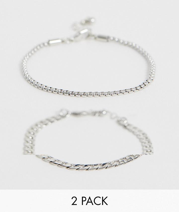 Designb Chain Bracelet In 2 Pack - Silver