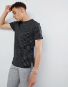 Mennace Black Regular Pinstriped T-shirt - Black