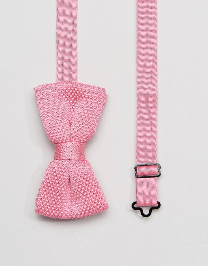 7x Knitted Bow Tie In Box - Pink