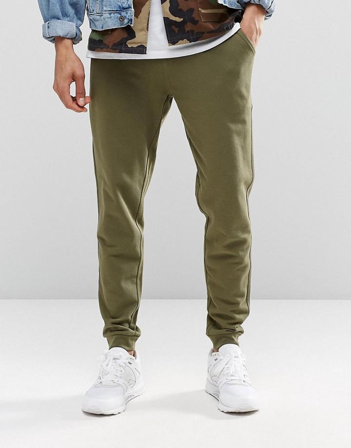 Asos Skinny Joggers In Khaki - Burnt Olive