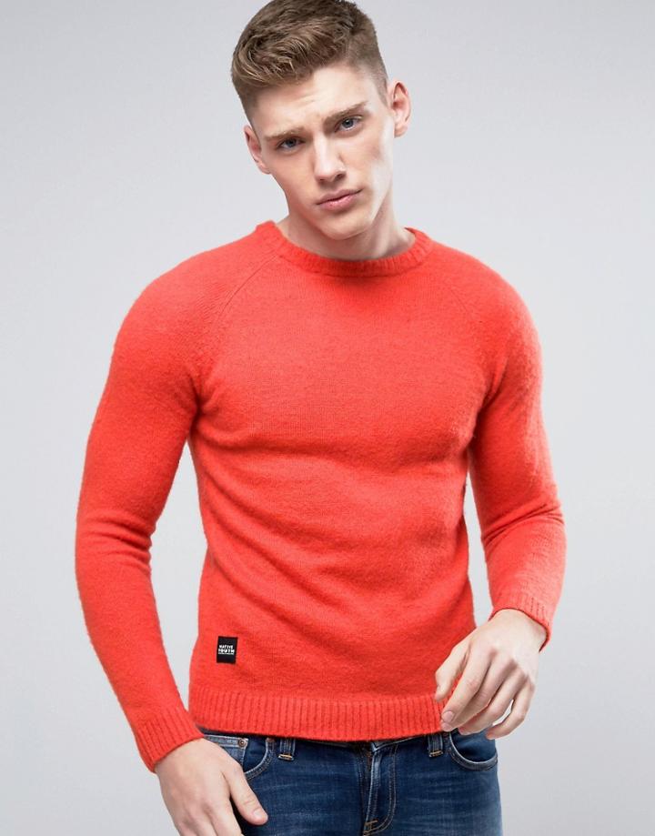 Native Youth Brushed Knitted Sweater - Orange