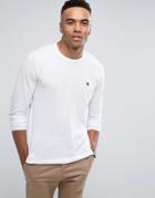 Abercrombie & Fitch Long Sleeve Top Slim Fit Icon Crew Neck In White - White