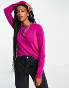 Vero Moda Round Neck Sweater In Fuchsia-pink