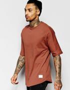 Criminal Damage T-shirt With Dropped Shoulders - Rust