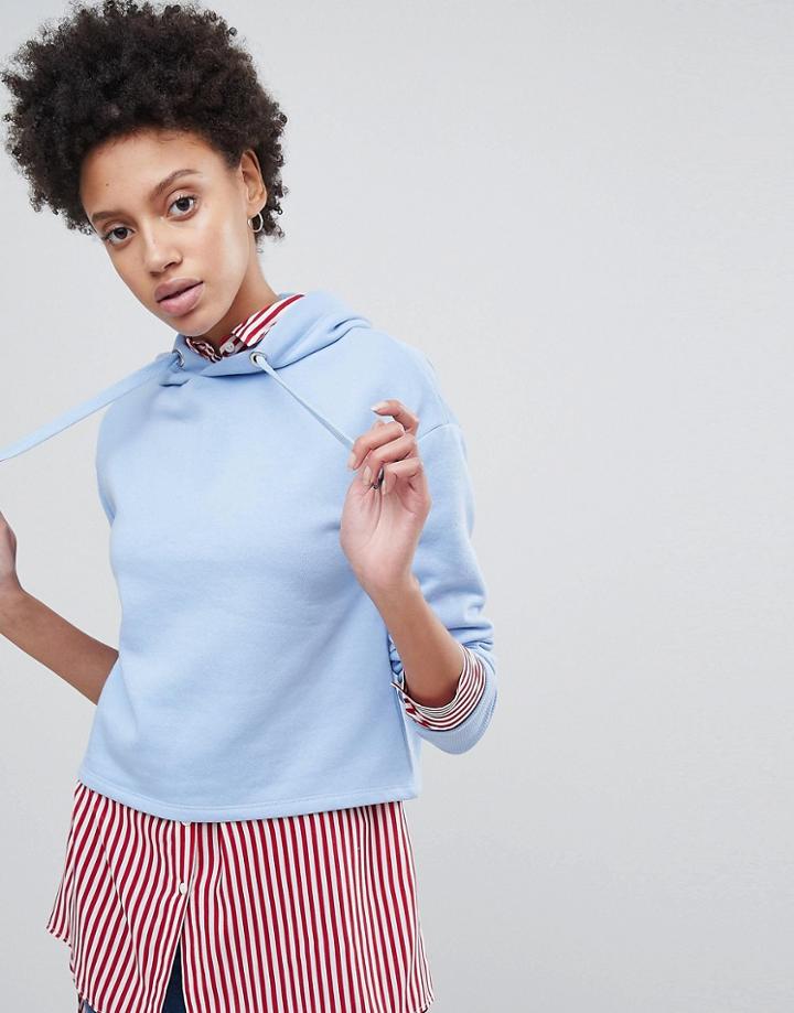Stradivarius Cropped Hoodie - Blue