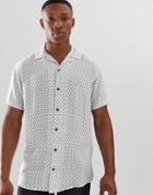 Jack & Jones Premium Revere Collar Short Sleeve Printed Shirt In White