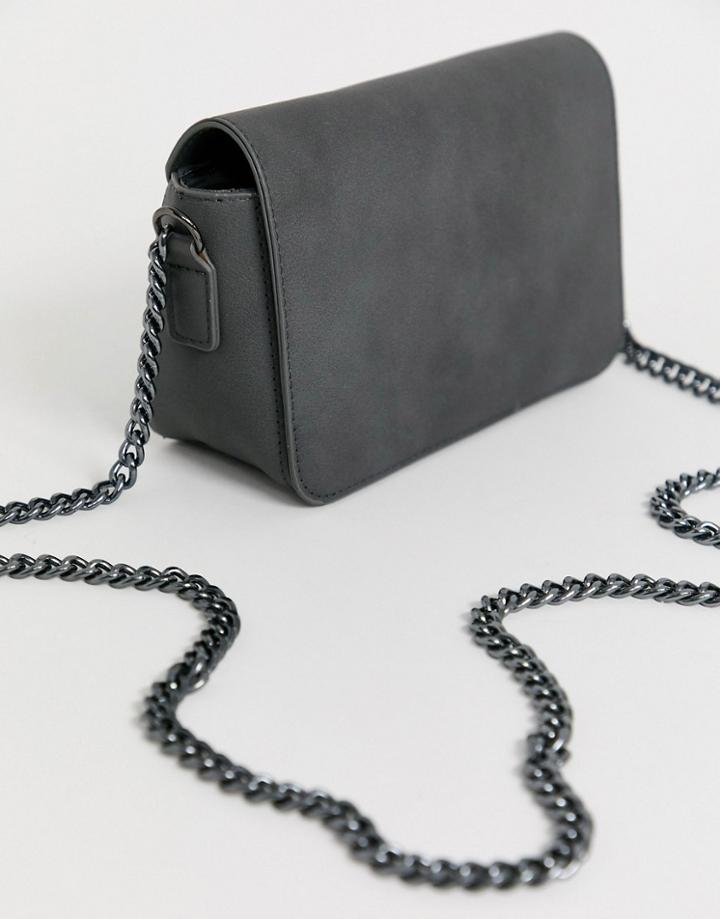 Truffle Collection Dark Gray Foldover Cross Body Bag
