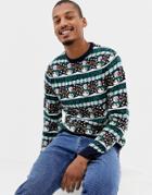 Threadbare Let It Snow Holidays Knitted Sweater-navy