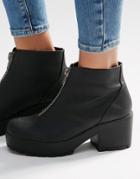Asos Rookie Zip Front Ankle Boots - Black