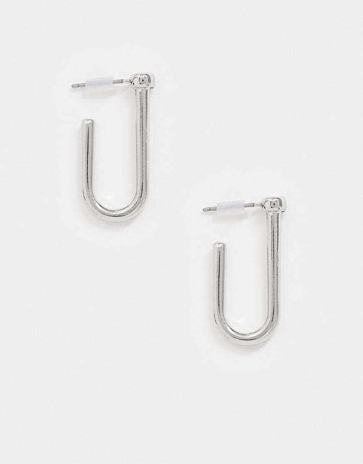 Uncommon Souls Open Link Hoop Earrings In Silver
