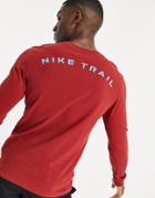 Nike Running Trail Long Sleeve Top In Burgundy-red