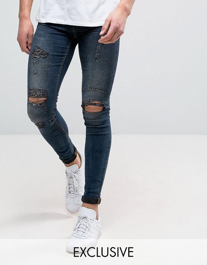 Blend Flurry Extreme Skinny Fit Jeans Rip And Repair - Navy
