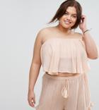 Asos Design Curve Cheesecloth Flutter Sleeve Co-ord Top - Pink