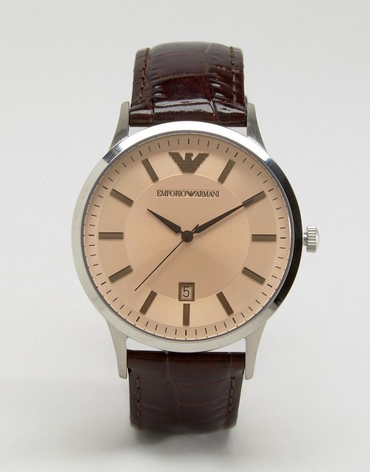 Emporio Armani Brown Leather Watch Ar2427 - Brown