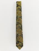 Burton Menswear Tie With Floral Print In Gold - Gold