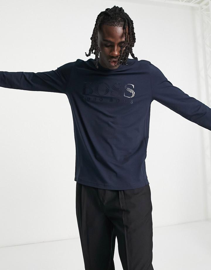 Boss Athleisure Togn 2 Long Sleeve Top In Navy