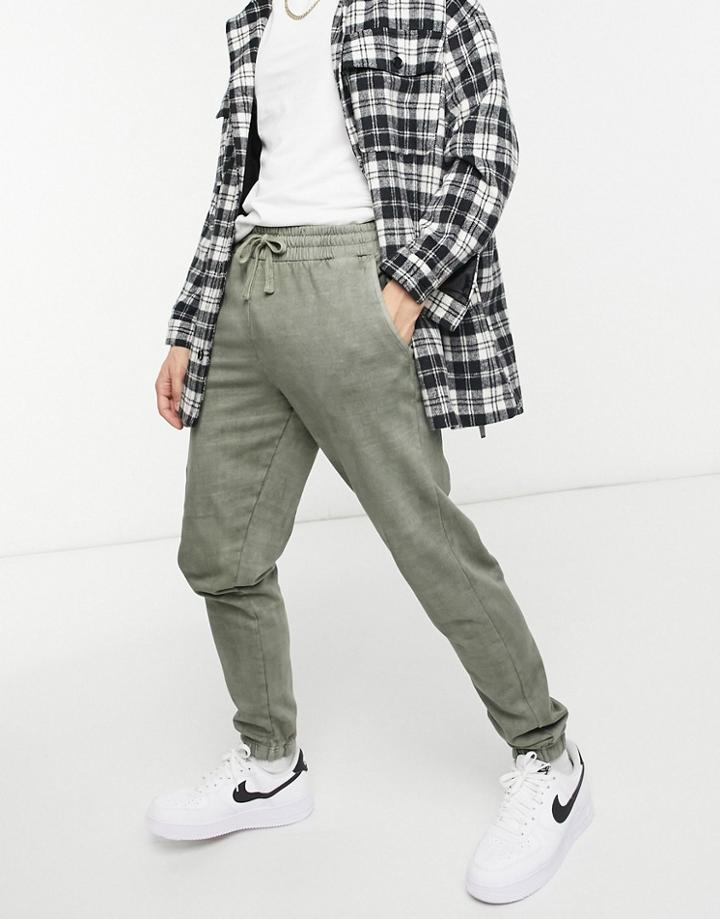 New Look Washed Sweatpants In Light Khaki-green