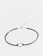 Asos Design Skinny Cord Anklet With Circle Detail In Black