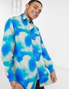 Asos Daysocial Logo Tie-dye Oversized Shirt In Green-brown