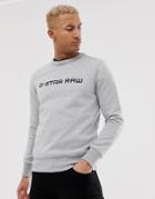 G-star Logo Crew Neck Sweat In Gray