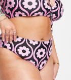 Reclaimed Vintage Inspired Plus Bikini Bottoms In Retro Floral Print-black