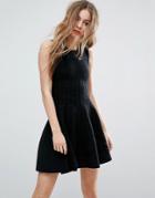 John & Jenn Morgan Overstitched Knitted Fit And Flare Dress - Black