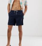 Asos Design Tall Swim Shorts In Navy Mid Length