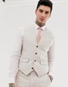 Harry Brown Wedding Wool Blend Slim Fit Summer Tweed Suit Vest - Cream