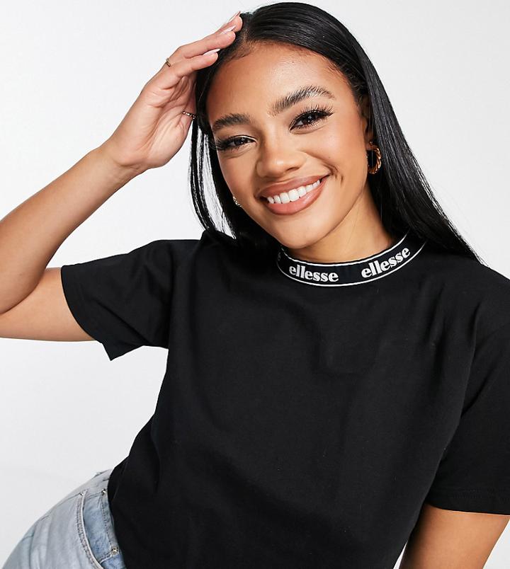 Ellesse Crop Top With Branding In Black