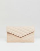 Asos Quilted Clutch Bag In Water Based Pu - Pink