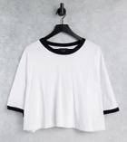Asos Design Curve T-shirt With Contrast Tipped Edge In White