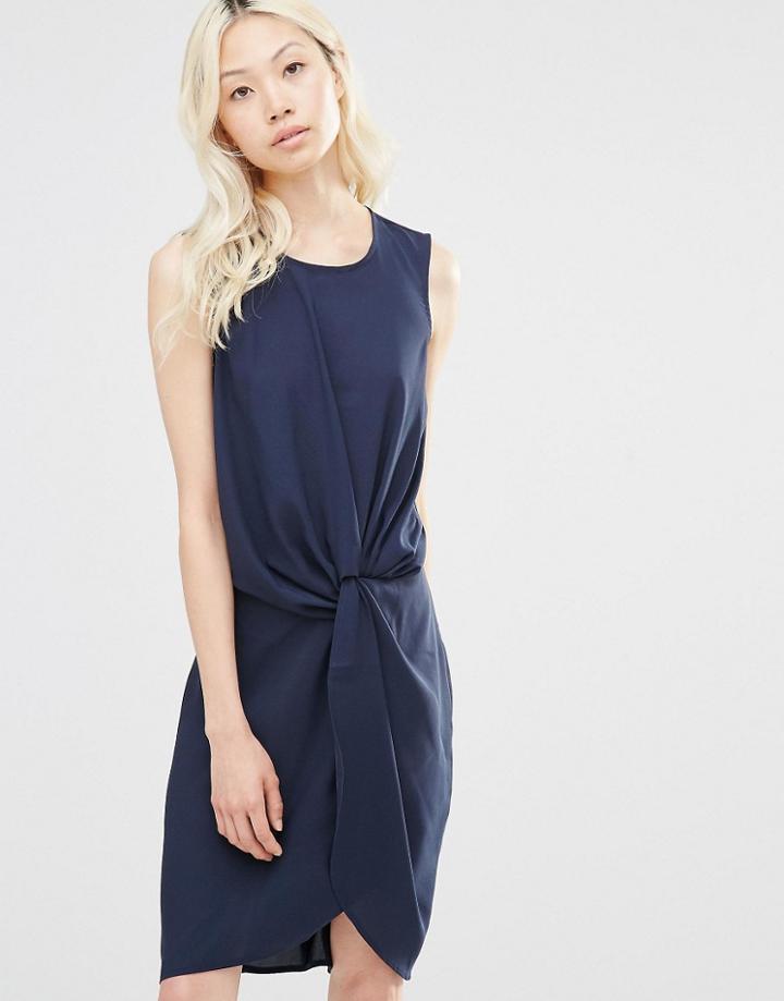 Y.a.s Knot Waist Dress - Navy Blazer