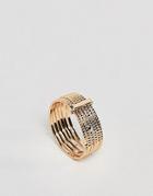 Asos Fine Hammered Layered Pinky Ring - Gold