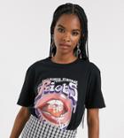 Reclaimed Vintage Inspired Band T-shirt With Lips Print-black