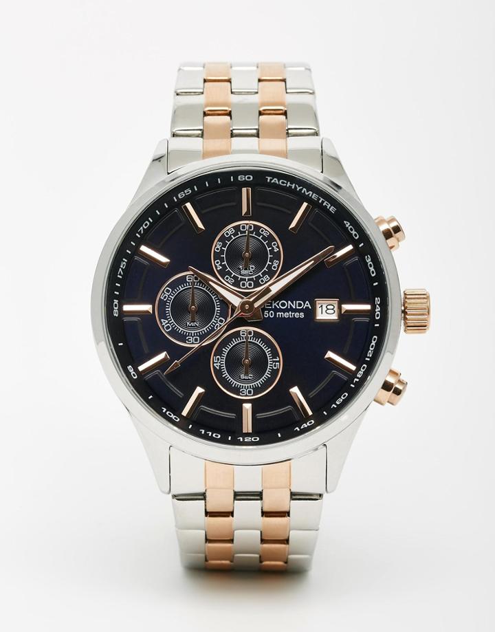 Sekonda Watch In Mixed Metal Stainless Steel - Silver