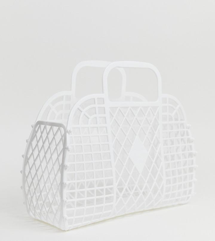 Monki Plastic Basket Bag In White - White