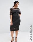 Asos Curve Cage Insert Bodycon Dress - Black