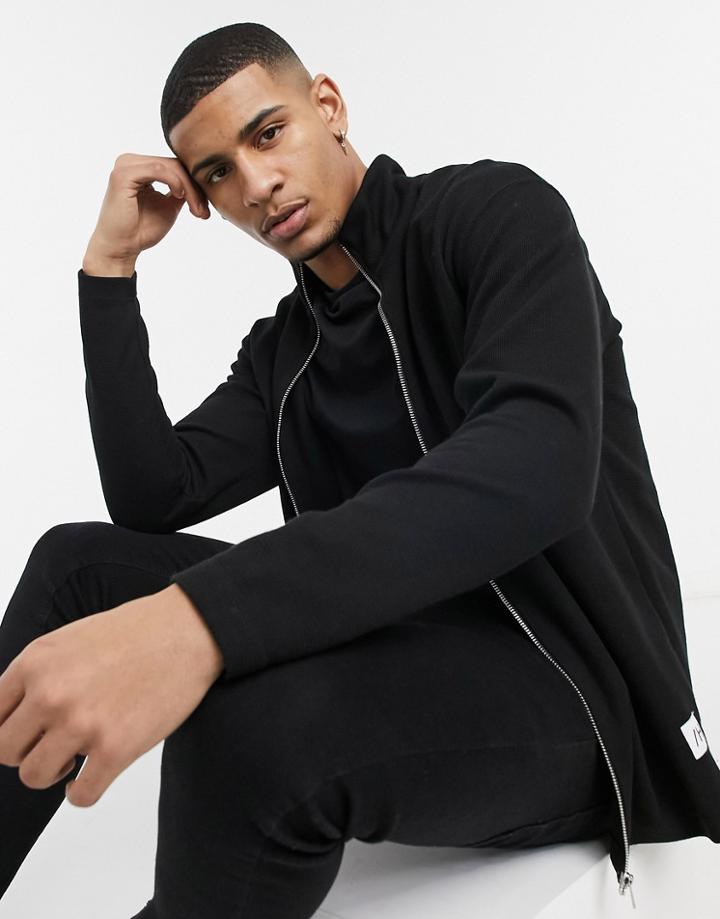 Selected Homme Zip Up Sweatshirt With High Neck In Black
