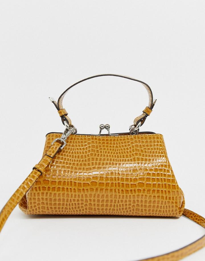 Asos Design Mini Frame Tote Bag In Croc