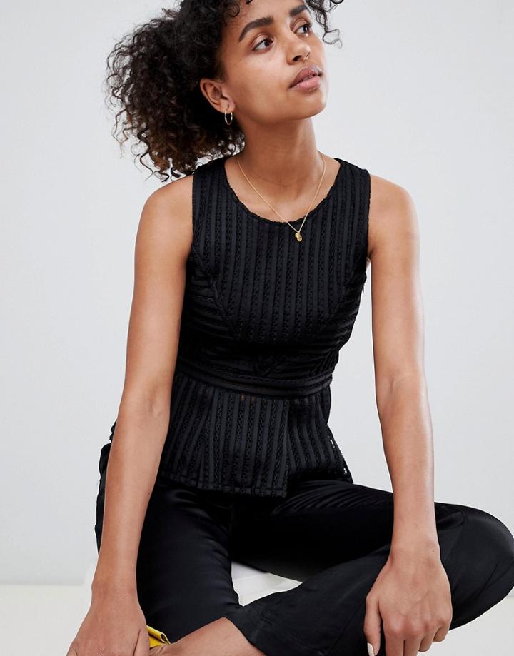 Qed London Pep Hem Top - Blue