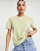 Reebok Natural Dye Central Logo T-shirt In Harmony Green