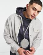 Asos Design Boxy Oversized Wool Mix Shirt In Light Gray-grey