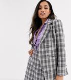 Fashion Union Petite Tailored Blazer Coord In Check-gray
